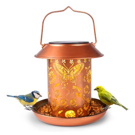 Solar Bird Feeders for Outdoors Metal Butterfly Lantern Hanging Outdoor Waterproof Decoration for Patio Yard Lawn Pathway Garden Decor Gifts for Women Men
