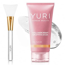 Máscara de colágeno para envolver la noche, mascarilla facial de vidrio para la noche, cuidado de elasticidad e hidratación, equilibrio restaurado y r