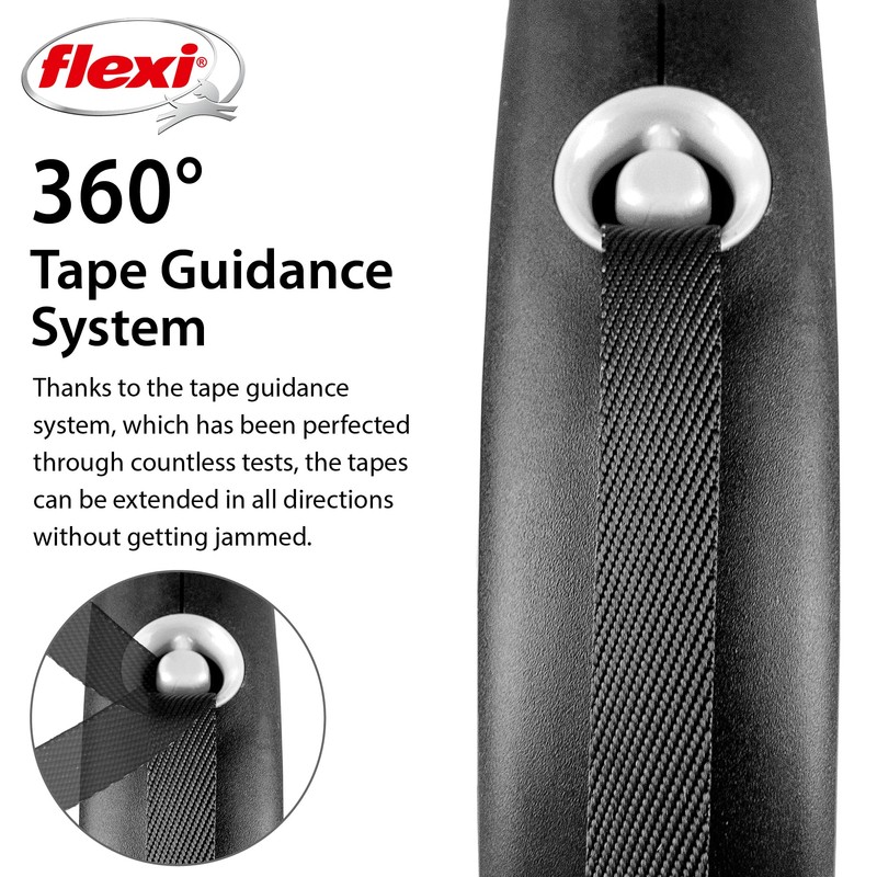Flexi Black Design Tape Black Medium 5m Retractable Dog Leash/Lead
