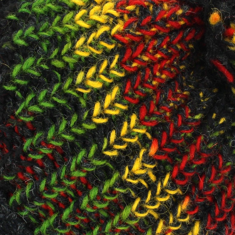 LOUDelephant Wool Knit Beanie Bobble Hat - Rasta