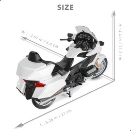 Risopen 1:12 Motorcycle Model Compatible for Honda Goldwing Alloy Diecast Motorcycle Model Toy Mini Moto Gift (White)