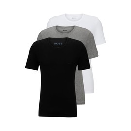 BOSS Mens 3-Pack Crew Neck Cotton Jersey T-Shirts T Shirt, Bright White, Light Pebble Grey, Soil Black, Small US