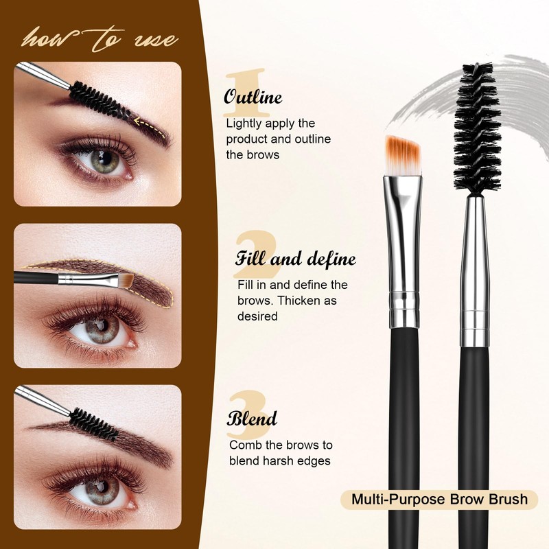 Yoizyfree 6 pcs Duo Eyebrow Brush,Eyelash Brush Mascara Wands Spoolie