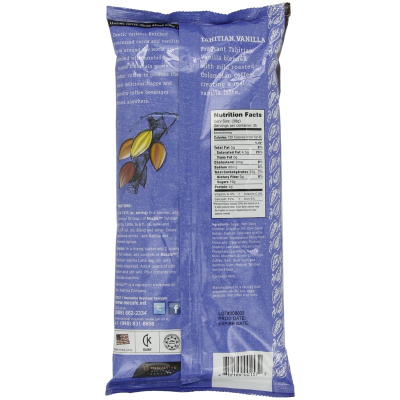 MOCAFE Frappe Tahitian Vanilla Latte Ice Blended Coffee, 3-Pound Bag