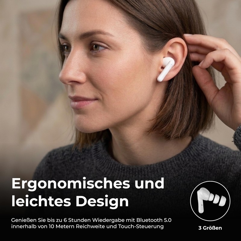 Denver Wireless Bluetooth Headphones - In-Ear Headphones with Charging Case