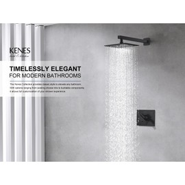KENES Matte Black Shower Faucet with Square Shower Trim Kit & Single-Spray Head, Wall Mount, KE-6024B-2 (Includes Shower Valve)