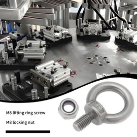 OTOTEC 4 Sets M8 Lifting Eye Bolts with M8 Lock Nuts 304 Stainless Steel Eye Bolt for Mechanical Equipment Electric Power Marine Transportation