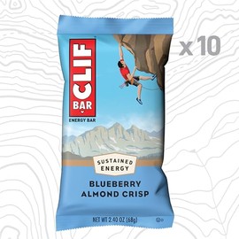 Clif Bar CLIF BAR - Blueberry Almond Crisp - Made with Organic Oats - Energy Bars - Non-GMO - Plant Based Protein Bars (10 Pack)