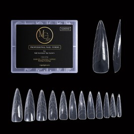 MGART Dual Nail Forms ALMOND Extension Structure Poly gel Nail Forms Full Cover Molds 12 Sizes for Solid Gel Glue Art Design Salon&DIY