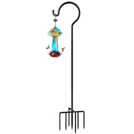 ReTang Heavy Duty Adjustable 77" Bird Feeder Pole - 7-Prong Base Metal Stand with Shepherd's Hook for Outdoor Hanging Feeders, Durable Garden & Backyard Bird Feeder Hanger