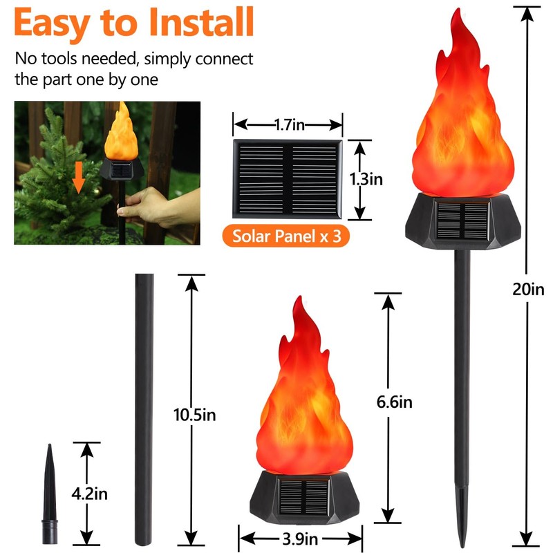 Solar Halloween Lights Outdoor, 4 Pack Solar Torch Light Waterproof