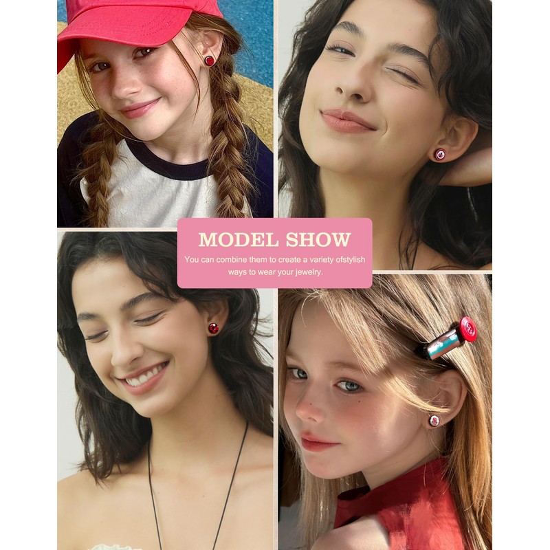 SIISPRI 6Pairs Ladybug Women Earrings Set Cute Bug Little Ladybird