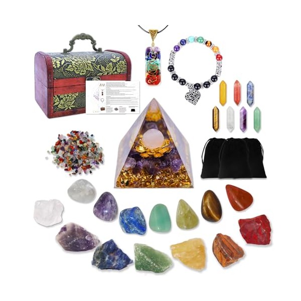 RZOZSZEZ Chakra Healing Stones Set - 7 Raw & 7