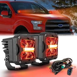 WeiSen Hood Light Bar Mounting Bracket Kit with 3” Light Pods Wiring Harness, Work Fog Pod Mount Brackets Compatible with Dodge Ram 2500 2019-2024, Fit Ram 3500 2019-2024