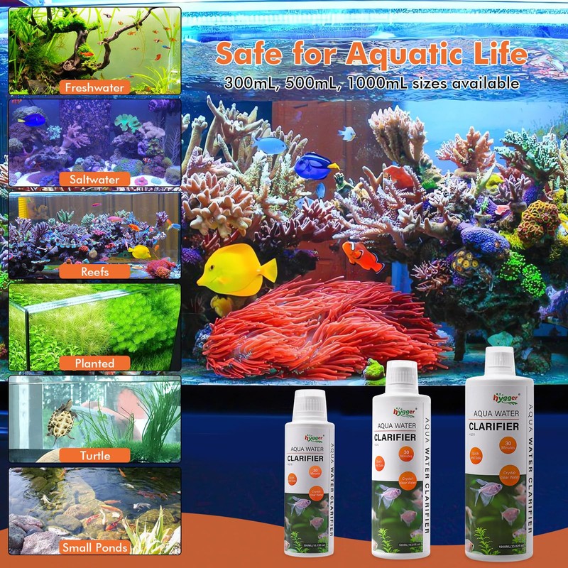 hygger Aquarium Water Clarifier, Water Clarifier for Fish Tank, Clears