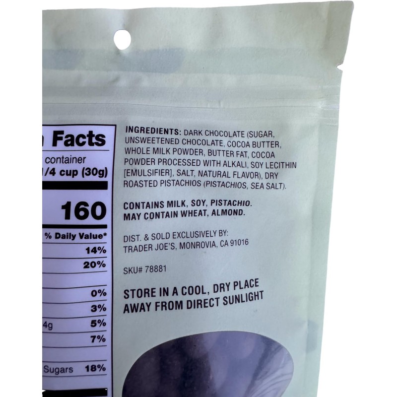 Trader Joe's Dark Chocolate Covered Pistachios, 6 oz (Pack of