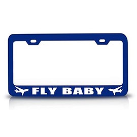 Custom Brother - Fly Baby Aviation Metal Blue Car SUV Truck License Plate Frame w36