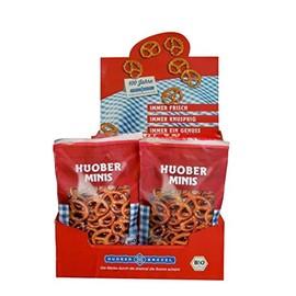 HUOBER Organic Mini Pretzel, 4 Counter Displays with 20 x 40 g Bags Each (80 Packs Total)