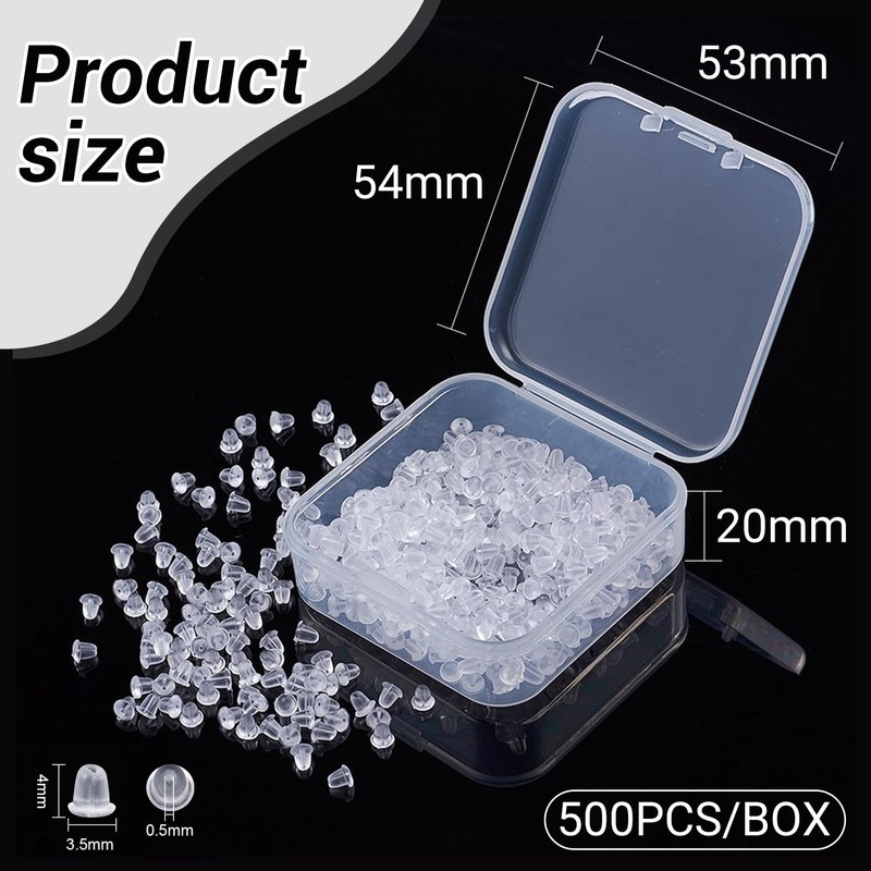 500pcs Plastic Earring Backs, Clear Soft, Non-Slip, Secure Fit, Replacement