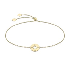 Carissima Gold Women's 9 ct Yellow Gold 9.8 mm Compass Adjustable Slider Bracelet of Length 23 cm/9 Inch