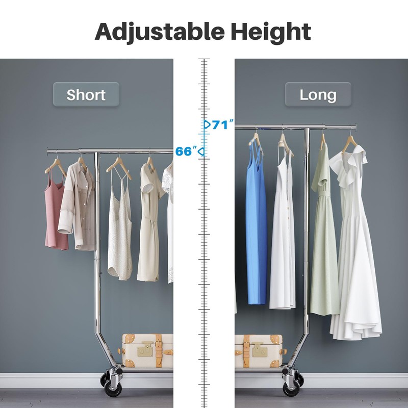 HOKEEPER Clothes Rack, Rolling Clothing Racks for Hanging Clothes, Portable