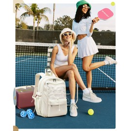 suwasp Pickleball Bag, Pickleball Backpack for Women and Men, Paddle Bag Fits 4 Paddles Accessories, Tennis Racket Bags Pickle Ball Backpack Gifts for Sport Lovers, Beige