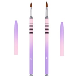 2 Pack Acrylic Nail Brush for Nails Art, 3D Nails Art Flower Brushes with Non-Slip Handle Nail Design Tools for Women Acrylic Application Purple-Pink