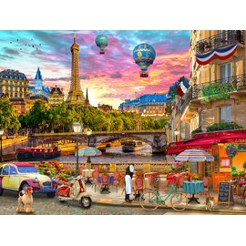 Parisian Sunset Jigsaw Puzzle 550 Piece by Vermont Christmas Company - Large Pieces - Fully Interlocking & Randomly Shaped Pieces - 24" x 18"