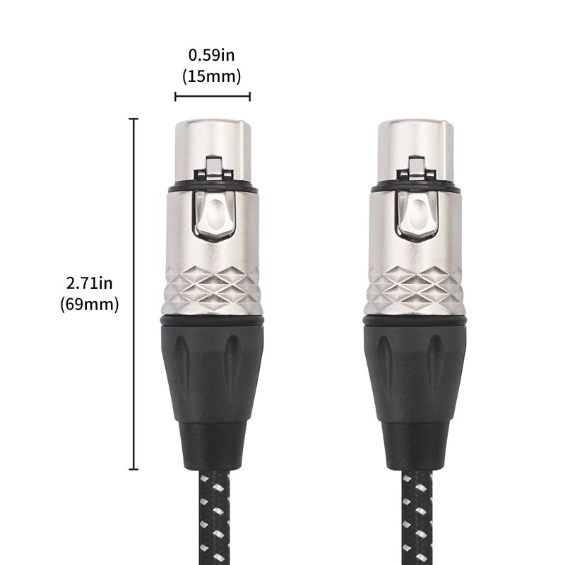 DETAME 15FT 3-Pin XLR Female to Female Microphone Cable,XLR Female
