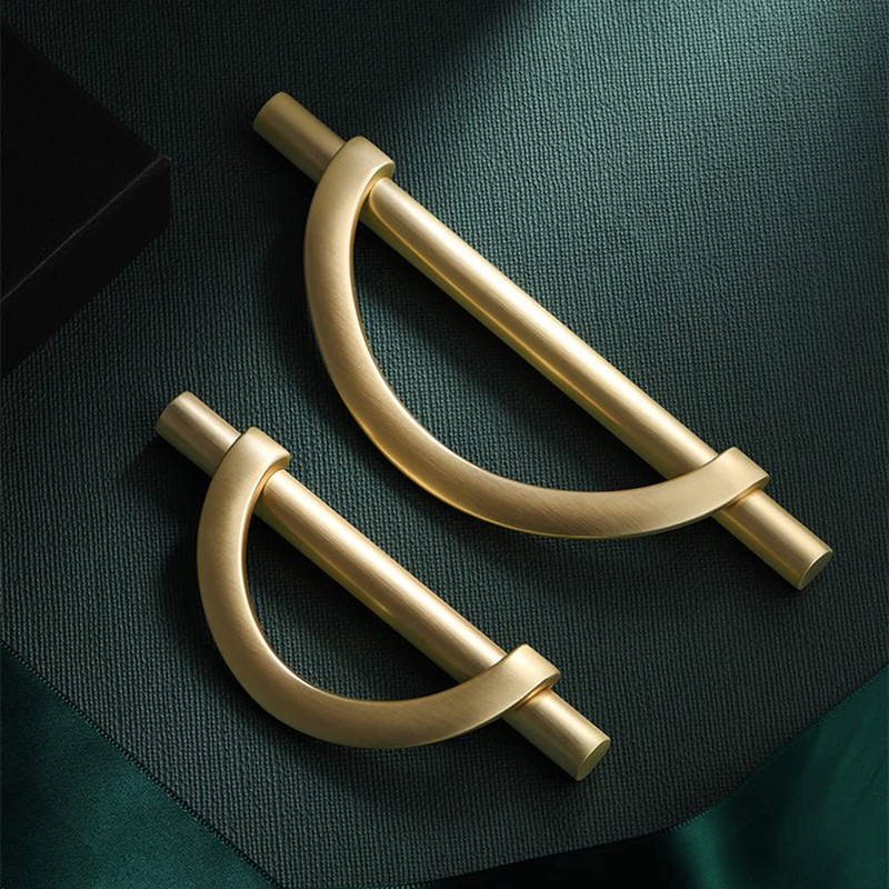 DAPANIY Brushed Gold Cabinet Pulls Drawer Pulls, Half Moon Shape