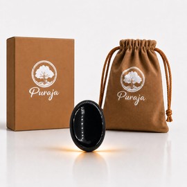 PURAJA Worry Stone: Black Obsidian, Thumb Stone Made of Natural Stone, Worry Stone, Anti-Stress Gemstone, Worry Stone