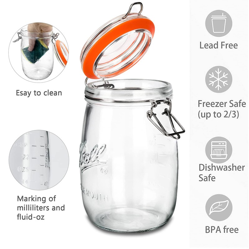 Anwoi Wide Mouth Glass Jars with Airtight Lid 32OZ 4