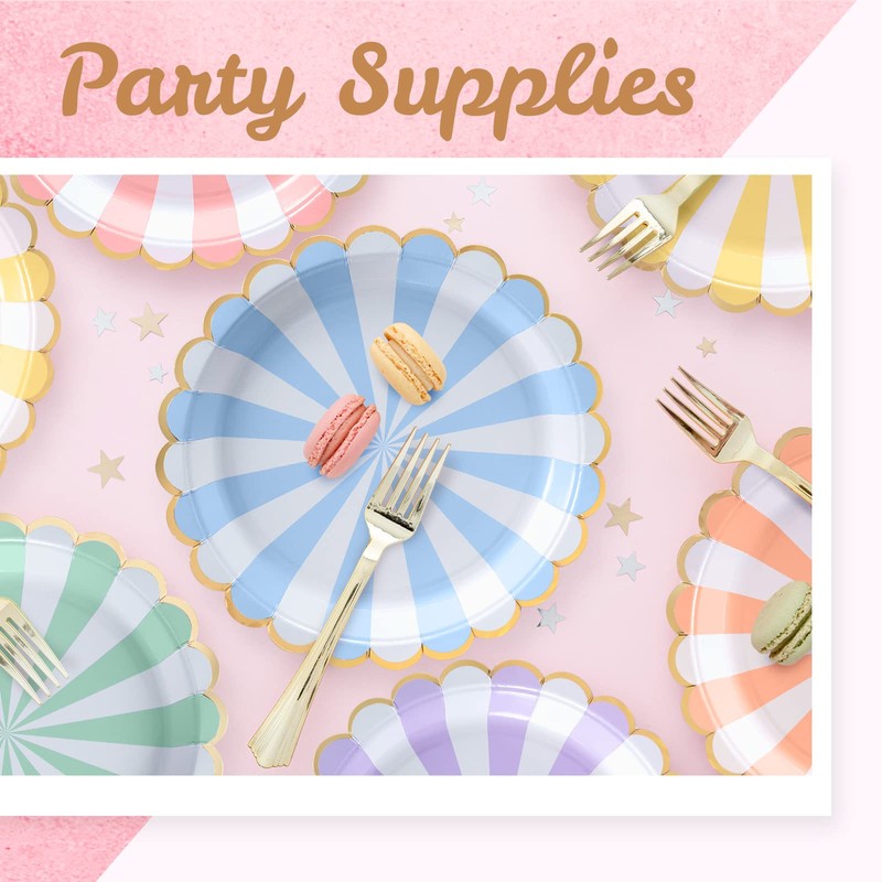 Confettiville Party Paper Plates, 50-Pack, Disposable Paper Plates, Gold Foil
