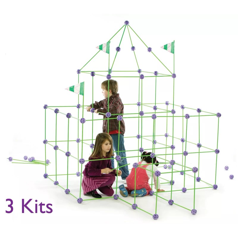 Crazy Forts! 69 Piece Buildable Indoor/Outdoor Play Fort Playset, DIY,