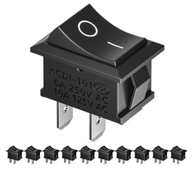 RuoFeng 10 Pcs AC 6A/250V 10A/125V 2 Solder Lug SPST On/Off Mini Boat Rocker Switch Car Auto Boat Round Rocker 2Pin Toggle SPST Switch Snap
