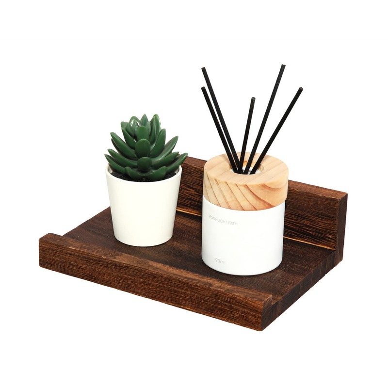 Z metnal Mini Floating Shelves, Small Natural Wooden Display Wall