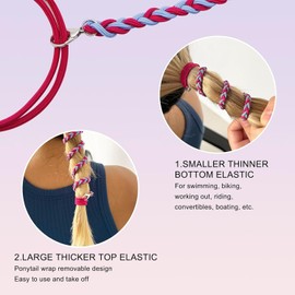 4PCS Hair Ties for Women, Swimming Hair Ties Ponytail Holders Black Sport Elastic Hair Ties No Damage For Thick Hair Ponytail Wrap Hair Tie (Black, 64CM)