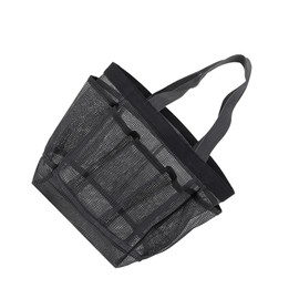 Healvian Portable Mesh Toiletry Bag with Multi Compartment Design Travel Cosmetic Carrying Case for Women Lightweight Organizer for Makeup and Toiletries Black