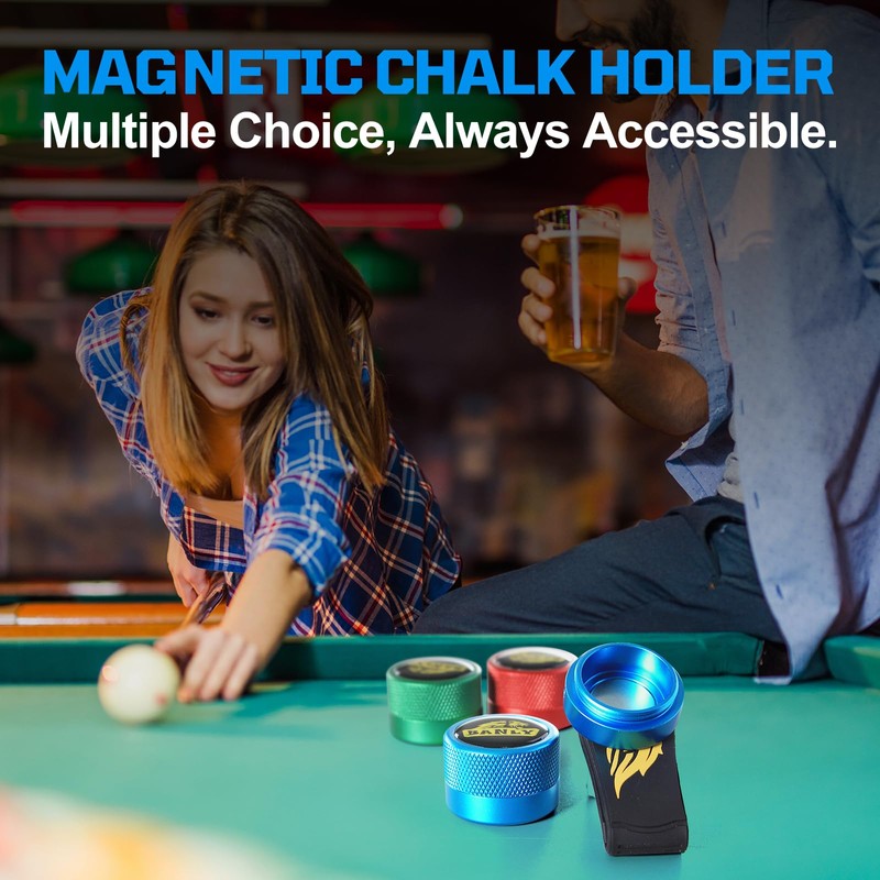 Banly Magnetic Pool Chalk Holder with Fixed Belt Clip, Portable