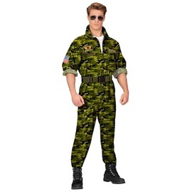 MIMIKRY Men's Costume Fighter Jet Pilot Camouflage Green Fighter Aviator Jumpsuit Jet Pilot Fighter Pilot Aviator Army Size: XL