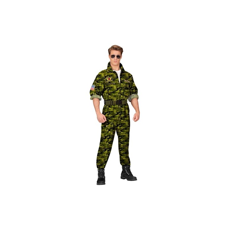MIMIKRY Men's Costume Fighter Jet Pilot Camouflage Green Fighter Aviator