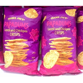 Trader Joe's 2 Packs Trader Joe's Papadums Lentil and Chickpea Crisps Snacks 5 oz Each Pack