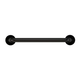 HomeStock Classic Charm Straight Vinyl Coated Grab Bar with Safety Grip and Cover Flange - 1 1/4" Diameter - Size:42" Color: Glossy Black