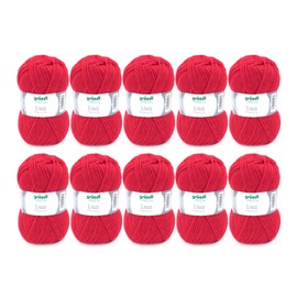Gründl Lisa Premium Plain Knitting & Crochet Yarn (Soft and Wool-like Character, Easy-Care Knitting Yarn Made of 100% Polyacrylic, 50 g/133 m, Needle Size: 3.5 - 4.5, 10 Balls of 50 g), Signal Red