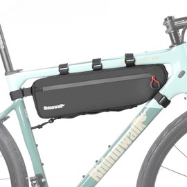 Rhinowalk Bike Frame Bag Waterproof, Top Tube Bicycle Bag with Side Compartments, Pump Holder, and Hidden Cable Port, (2.7L, Black)