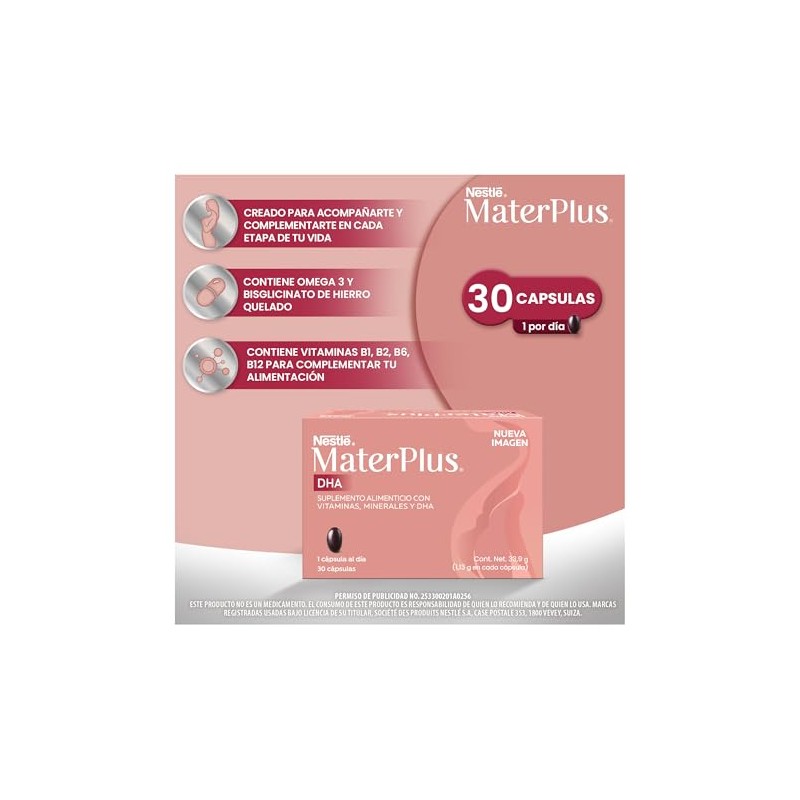 Mater Plus Suplemento con DHA Caja con 30 Cápsulas