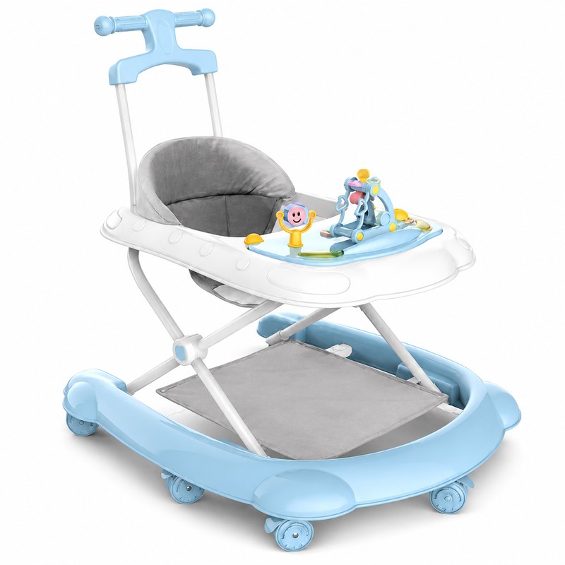 Baby Walker with Wheels and Parent Push Handle, Music and