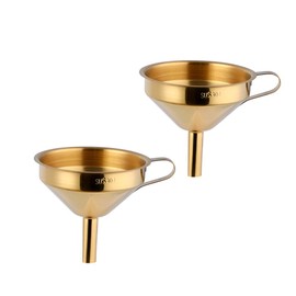 Buyer Star 2PCS Funnel with Detachable Filter,18/8（304）Stainless Steel, Food Grade Metal Kitchen Funnels (Gold)