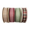 Gingham Ribbon 4 Rolls 10 Yards 3/8 Inch Burgundy Ivory