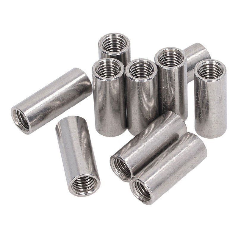 10PCS Round Coupling Nuts 304 Stainless Steel Female Thread Cylindrical